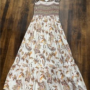ADORA Cream Tan Maxi Sundress Spaghetti Strap